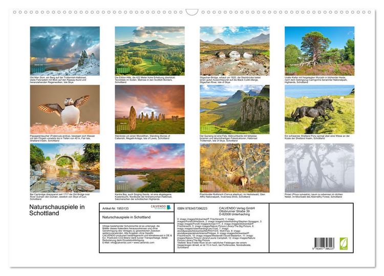 Produktbild: Naturschauspiele in Schottland (Wandkalender 2026 DIN A2 quer), CALVENDO Monatskalender