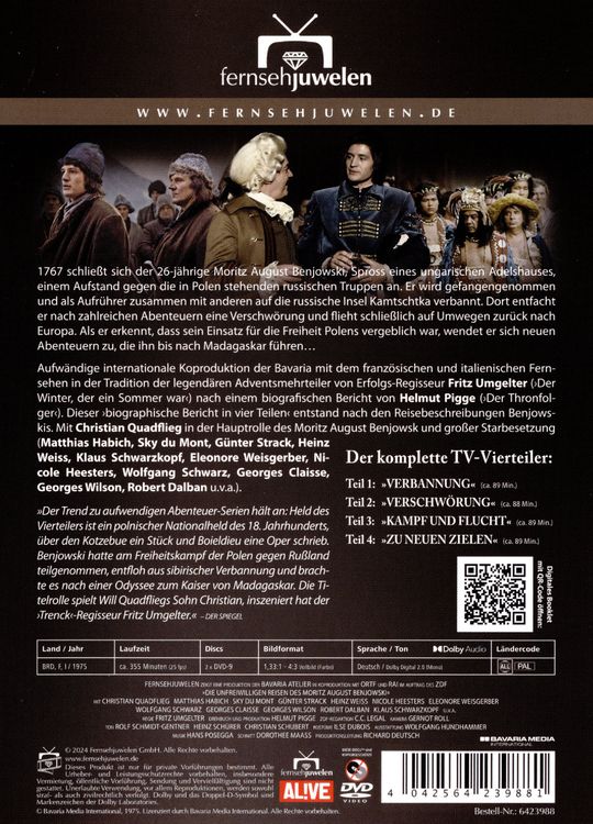 Produktbild: Die unfreiwilligen Reisen des Moritz August Benjowski - Der komplette Vierteiler (Fernsehjuwelen) [2 DVDs]