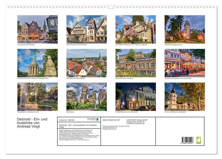 Produktbild: Detmold - Ein- und Ausblicke von Andreas Voigt (Wandkalender 2026 DIN A2 quer), CALVENDO Monatskalender