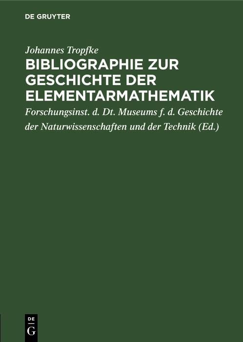 Produktbild: Bibliographie zur Geschichte der Elementarmathematik