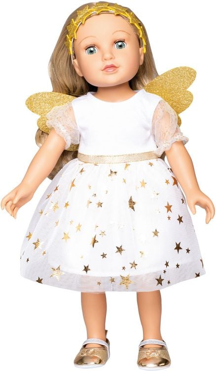 Produktbild: Puppen-Kleid Schutzengel mit Sternen-Haarband, Gr. 35-45 cm