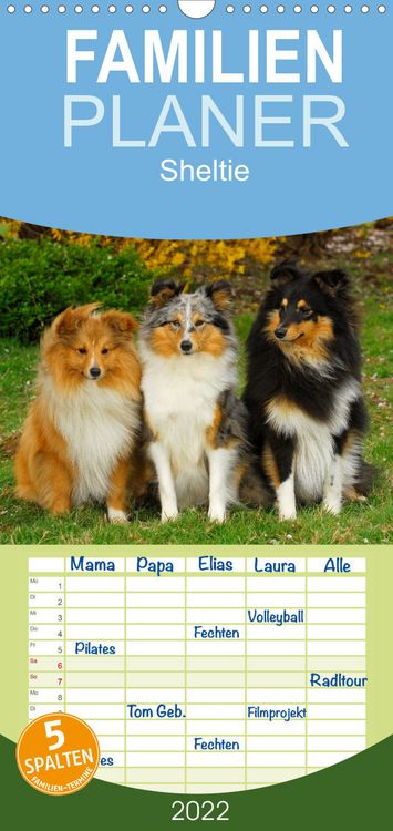 Produktbild: Sheltie 2022 - Familienplaner hoch (Wandkalender 2022 , 21 cm x 45 cm, hoch)
