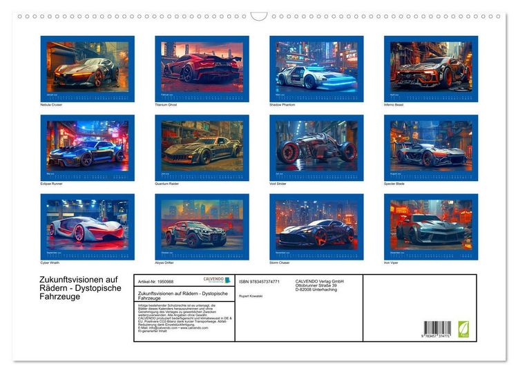 Produktbild: Zukunftsvisionen auf R&auml;dern - Dystopische Fahrzeuge (Wandkalender 2026 DIN A2 quer), CALVENDO Monatskalender