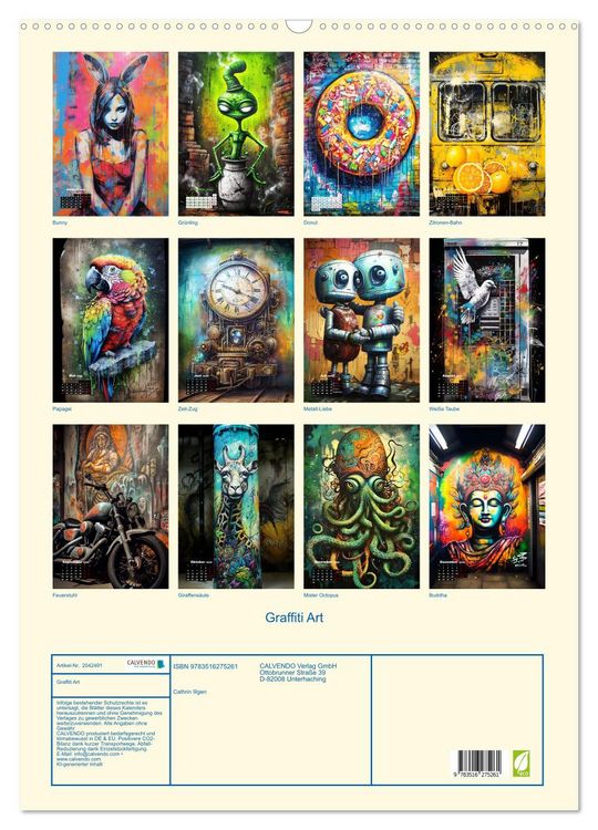 Produktbild: Graffiti Art (Wandkalender 2026 DIN A2 hoch), CALVENDO Monatskalender