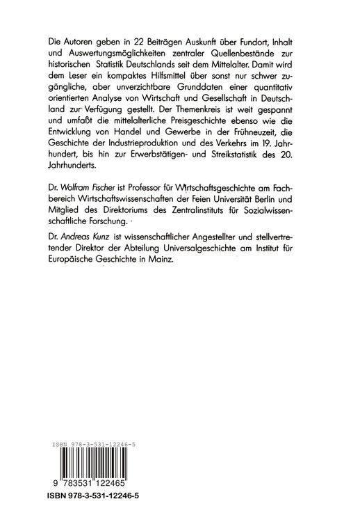 Produktbild: Grundlagen der Historischen Statistik von Deutschland