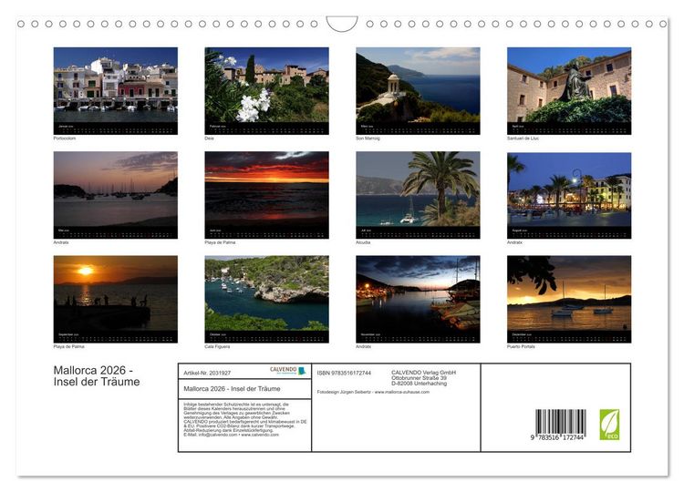 Produktbild: Mallorca 2026 - Insel der Tr&auml;ume (Wandkalender 2026 DIN A3 quer), CALVENDO Monatskalender
