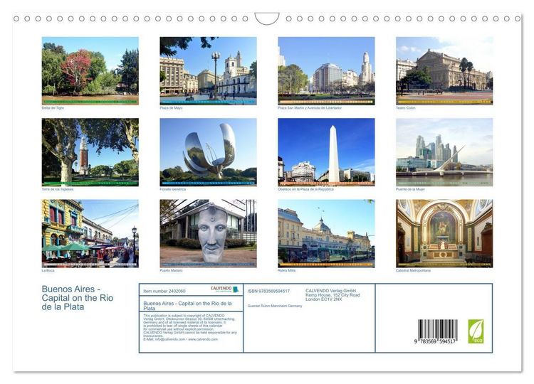 Produktbild: Buenos Aires - Capital on the Rio de la Plata (Wall Calendar 2027 DIN A3 landscape), CALVENDO 12 Month Wall Calendar