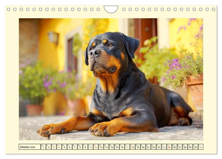 Produktbild: Rottweiler Momente. Kraftvolle Eleganz in der Natur (Wandkalender 2026 DIN A4 quer), CALVENDO Monatskalender