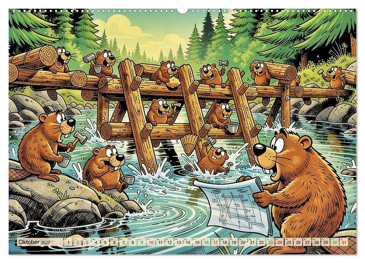 Produktbild: Lustige Biber - Comic (hochwertiger Premium Wandkalender 2027 DIN A2 quer), Kunstdruck in Hochglanz