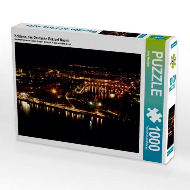 Produktbild: CALVENDO Puzzle Koblenz, das Deutsche Eck bei Nacht | 1000 Teile Lege-Gr&ouml;&szlig;e 64x48cm Foto-Puzzle f&uuml;r gl&uuml;ckliche Stunden