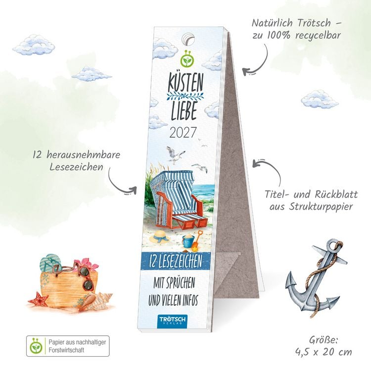 Produktbild: TR&Ouml;TSCH - Lesezeichenkalender K&uuml;stenliebe 2027