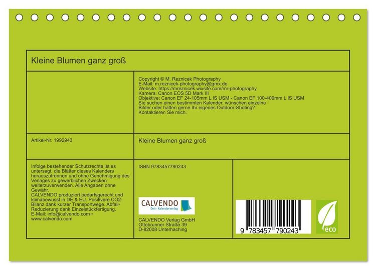 Produktbild: Kleine Blumen ganz gro&szlig; (Tischkalender 2026 DIN A5 quer), CALVENDO Monatskalender