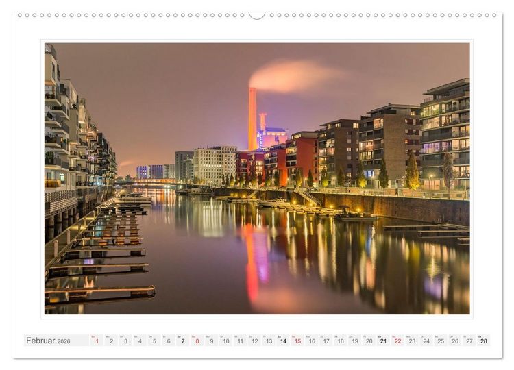 Produktbild: Frankfurt. Die Skyline bei Nacht (hochwertiger Premium Wandkalender 2026 DIN A2 quer), Kunstdruck in Hochglanz