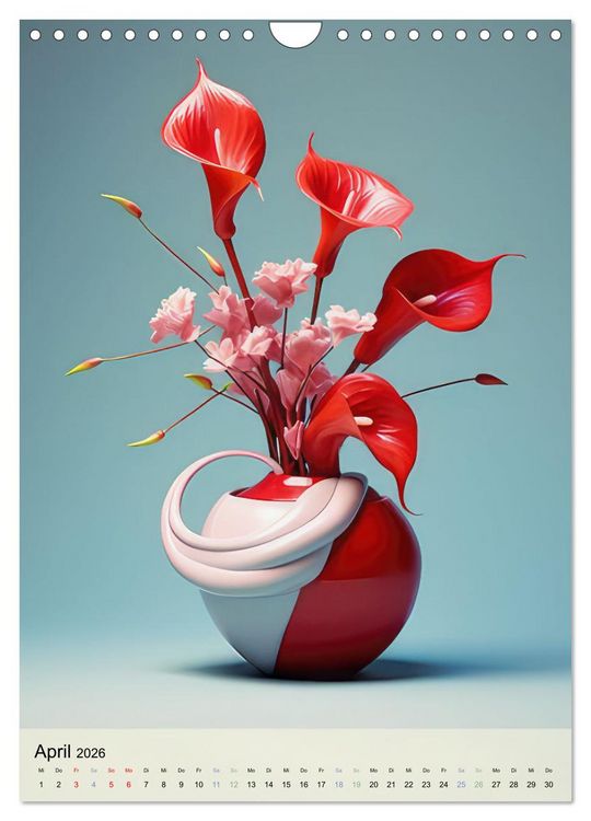 Produktbild: Blumenpracht in edlen Vasen (Wandkalender 2026 DIN A4 hoch), CALVENDO Monatskalender