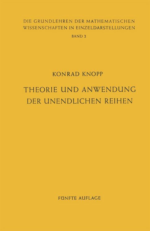 Produktbild: Theorie und Anwendung der Unendlichen Reihen