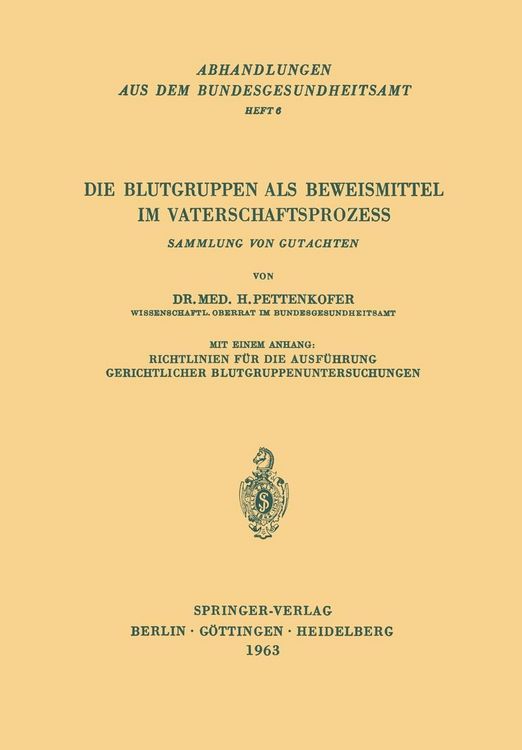 Produktbild: Die Blutgruppen als Beweismittel im Vaterschaftsprozess
