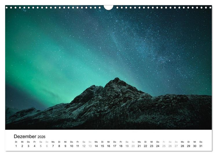 Produktbild: Nordlichter - Farbenspiel am arktischen Nachthimmel (Wandkalender 2026 DIN A3 quer), CALVENDO Monatskalender