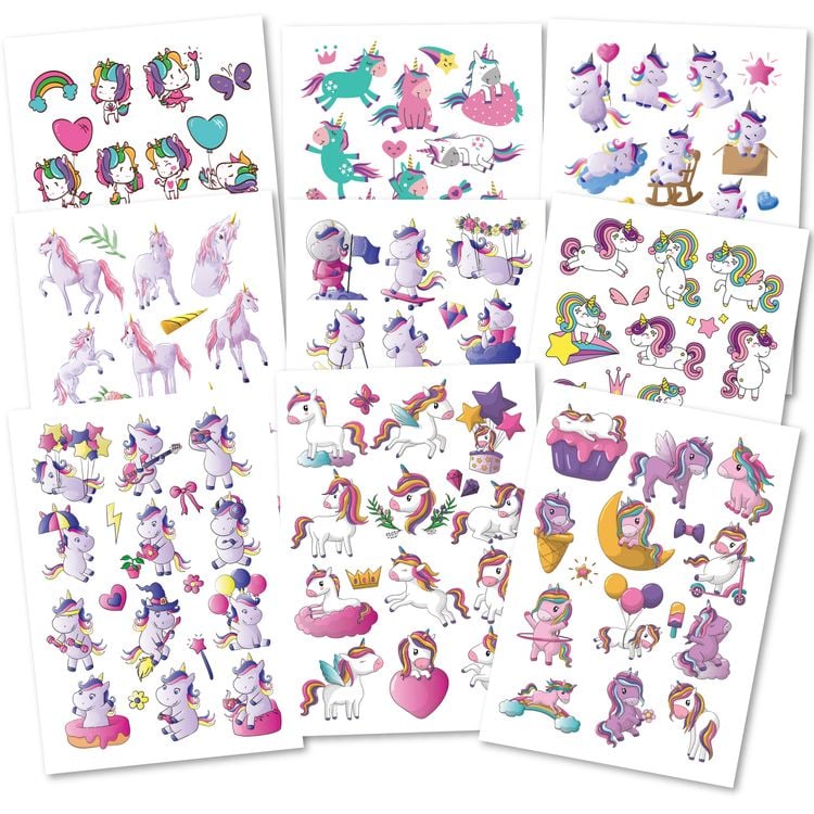 Produktbild: 150 hautfreundliche Kindertattoos - Thema: Einhorn-Magie