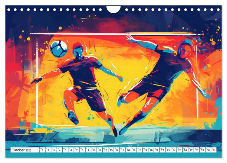 Produktbild: Magie des Fussballs - Illustrierte Emotionen auf dem Rasen (Wandkalender 2026 DIN A4 quer), CALVENDO Monatskalender