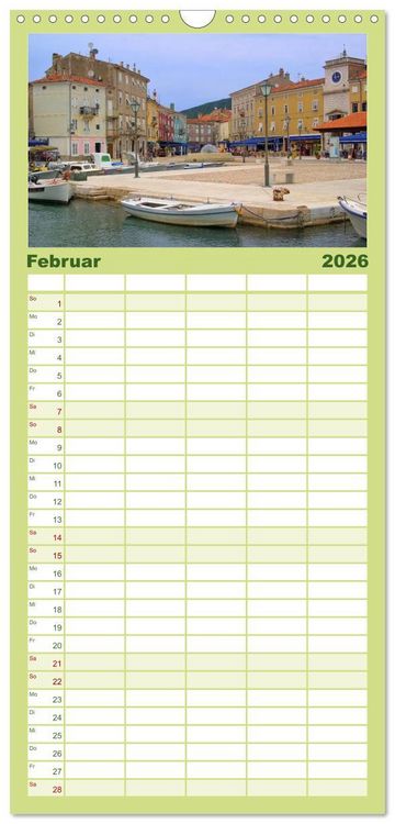 Produktbild: Familienplaner 2026 - Kvarner Golf - Kroatien mit 5 Spalten (Wandkalender, 21 x 45 cm) CALVENDO