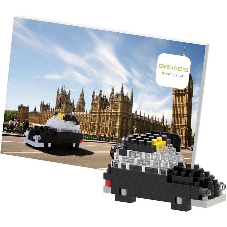 Produktbild: BRIXIES 220036 - Postkarte London Taxi, 3D Konstruktionsbausatz aus Ministeinen, 77 Teile