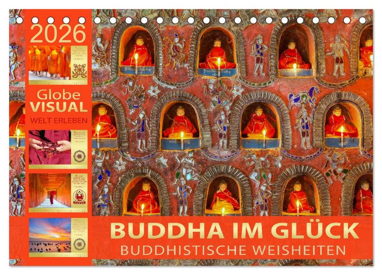 Produktbild: BUDDHA IM GL&Uuml;CK - Buddhistische Weisheiten (Tischkalender 2026 DIN A5 quer), CALVENDO Monatskalender