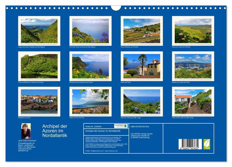 Produktbild: Archipel der Azoren im Nordatlantik (Wandkalender 2026 DIN A3 quer), CALVENDO Monatskalender