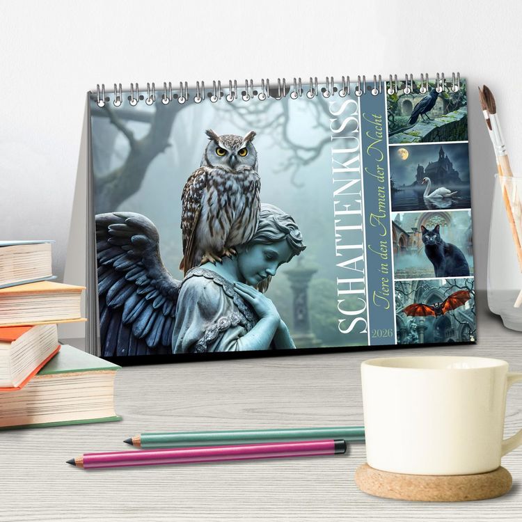 Produktbild: Schattenkuss - Tiere in den Armen der Nacht (Tischkalender 2026 DIN A5 quer), CALVENDO Monatskalender