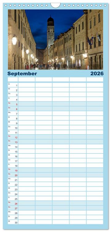 Produktbild: Familienplaner 2026 - Weltkulturerbe Dubrovnik mit 5 Spalten (Wandkalender, 21 x 45 cm) CALVENDO