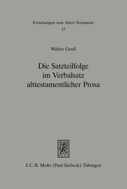 Produktbild: Die Satzteilfolge im Verbalsatz alttestamentlicher Prosa
