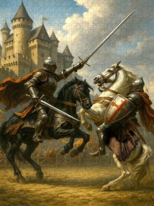 Produktbild: CALVENDO Puzzle Ritter im Turnierkampf | 1000 Teile Lege-Gr&ouml;&szlig;e 64x48cm Foto-Puzzle f&uuml;r gl&uuml;ckliche Stunden