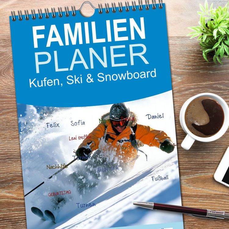 Produktbild: Familienplaner 2026 - Kufen, Ski & Snowboard mit 5 Spalten (Wandkalender, 21 x 45 cm) CALVENDO