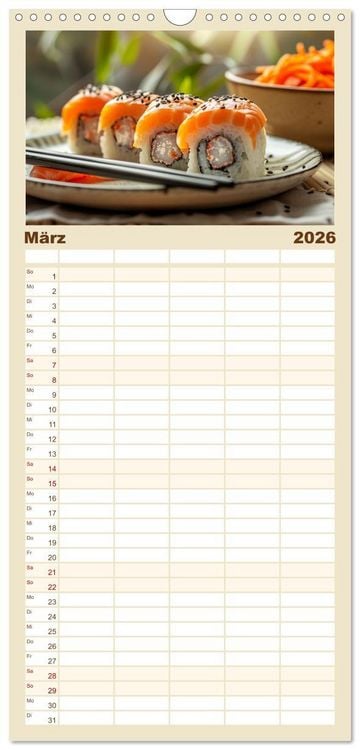 Produktbild: Familienplaner 2026 - Sushi Zauber mit 5 Spalten (Wandkalender, 21 x 45 cm) CALVENDO