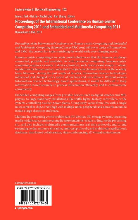 Produktbild: Proceedings of the International Conference on Human-centric Computing 2011 and Embedded and Multimedia Computing 2011