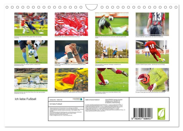 Produktbild: Ich liebe Fu&szlig;ball (Wandkalender 2026 DIN A4 quer), CALVENDO Monatskalender