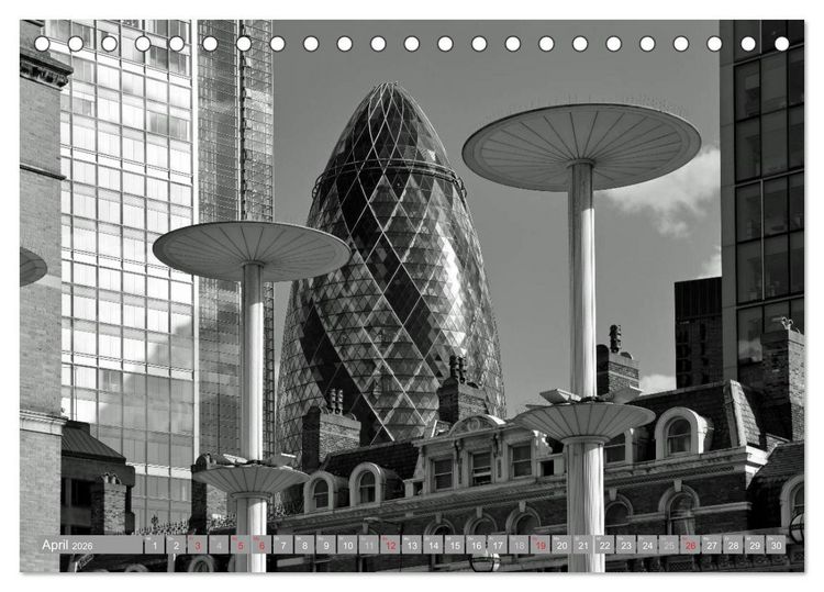 Produktbild: London in Schwarz-Wei&szlig; (Tischkalender 2026 DIN A5 quer), CALVENDO Monatskalender