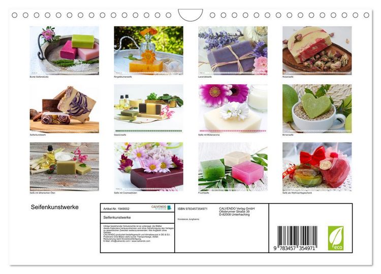 Produktbild: Seifenkunstwerke (Wandkalender 2026 DIN A4 quer), CALVENDO Monatskalender