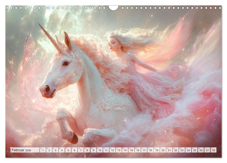 Produktbild: EINHORNZAUBER Traumhafte Glitzerwelt (Wandkalender 2026 DIN A3 quer), CALVENDO Monatskalender