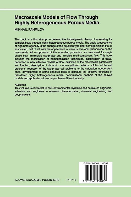 Produktbild: Macroscale Models of Flow Through Highly Heterogeneous Porous Media