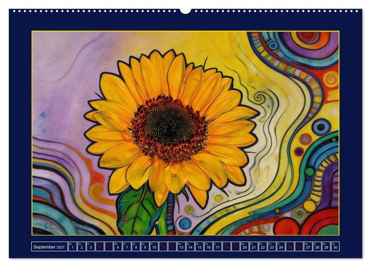 Produktbild: Bl&uuml;ten im verspielten Jugendstil (hochwertiger Premium Wandkalender 2027 DIN A2 quer), Kunstdruck in Hochglanz