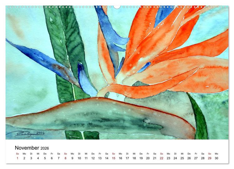 Produktbild: Blumen-Aquarelle (hochwertiger Premium Wandkalender 2026 DIN A2 quer), Kunstdruck in Hochglanz