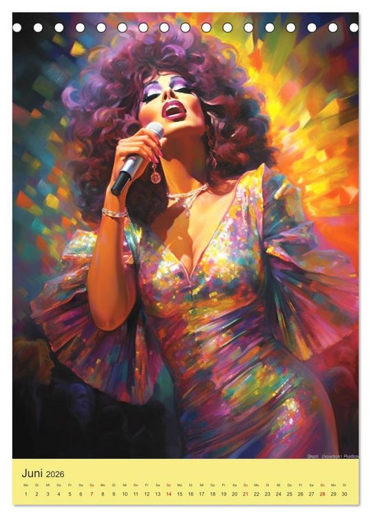 Produktbild: Dragqueens. Drag- und Travestie Kunst. Illustrationen (Tischkalender 2026 DIN A5 hoch), CALVENDO Monatskalender