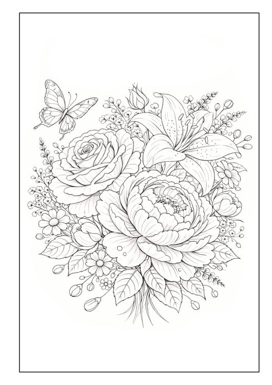 Produktbild: Blumen Malbuch f&uuml;r Erwachsene mit 50 sch&ouml;nen Ausmalmotiven