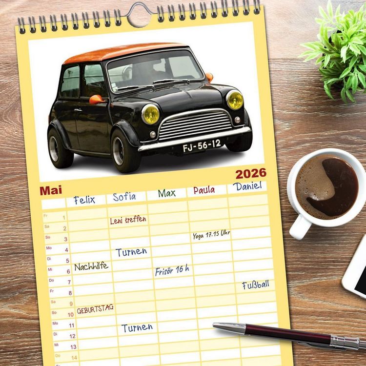 Produktbild: Familienplaner 2026 - Mein Autokalender mit 5 Spalten (Wandkalender, 21 x 45 cm) CALVENDO
