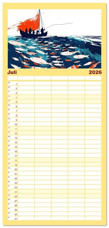 Produktbild: Familienplaner 2026 - F&uuml;hle dich inspiriert und begleitet mit 5 Spalten (Wandkalender, 21 x 45 cm) CALVENDO