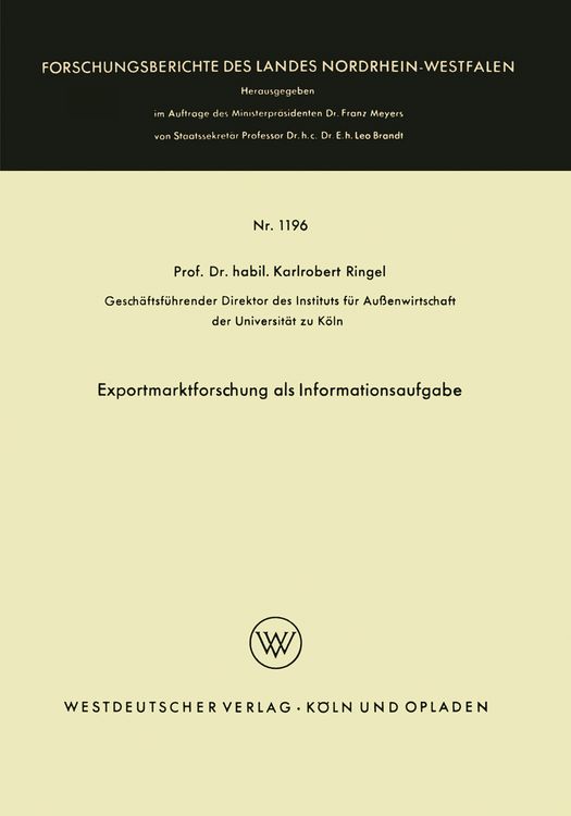 Produktbild: Exportmarktforschung als Informationsaufgabe