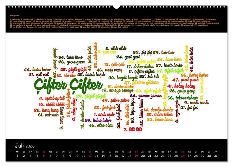 Produktbild: Sprachkalender T&uuml;rkisch-Deutsch (hochwertiger Premium Wandkalender 2026 DIN A2 quer), Kunstdruck in Hochglanz