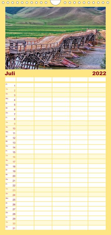 Produktbild: Familienplaner Reise durch Asien - Mongolei (Wandkalender 2022 , 21 cm x 45 cm, hoch)