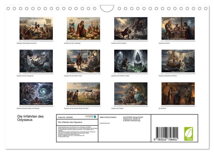 Produktbild: Die Irrfahrten des Odysseus (Wandkalender 2027 DIN A4 quer), CALVENDO Monatskalender