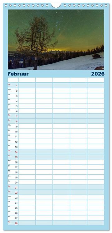 Produktbild: Familienplaner 2026 - Welt unter Sternen mit 5 Spalten (Wandkalender, 21 x 45 cm) CALVENDO